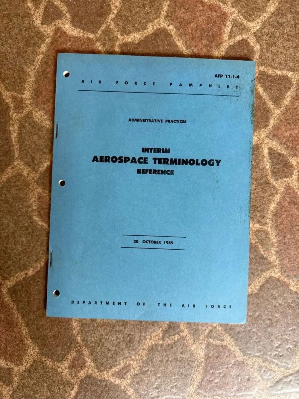 Vintage Aerospace Terminology Reference Manual Air Force October 1959 Military